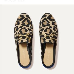 Rothy's Black and Tan Leopard Loafers with Gold Accent- great condition!